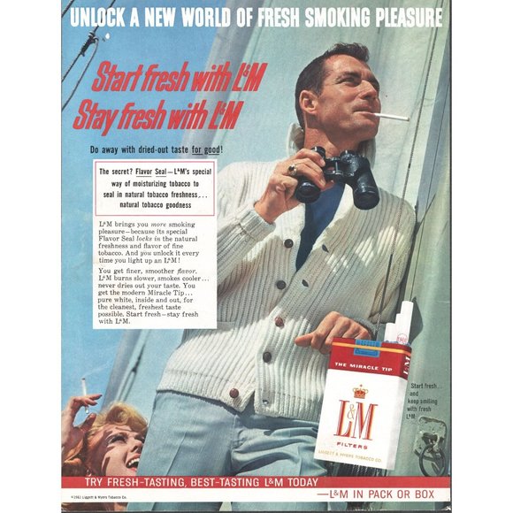 1961 L&M Cigarettes Vintage Print Ad Sailing Sailboat Cardigan Sweater Wall Art - Picture 1 of 1